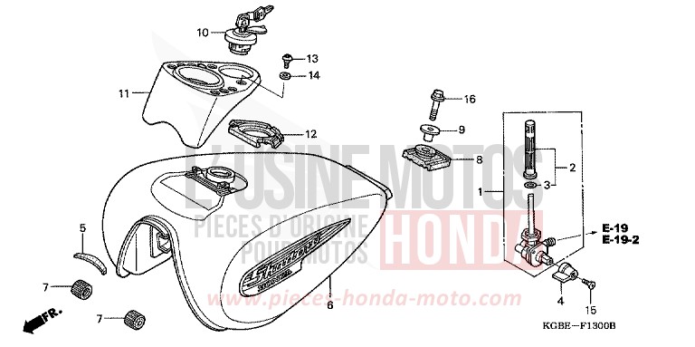 KRAFTSTOFFTANK von Shadow VT125C CARNELIAN RED METALLIC (R296) von 2004